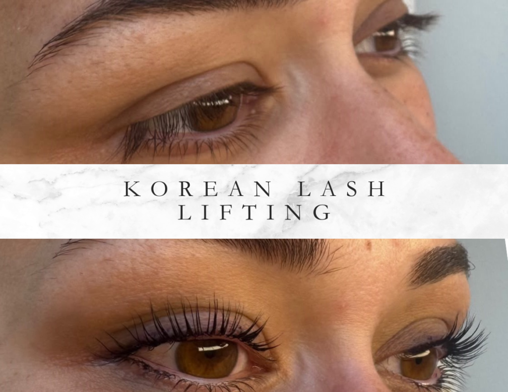 Vorher Nachher Bild vom Korean Lash lifting von Namaste Beauty in Moers